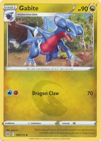 Pokemon - Gabite - 108/172 - Uncommon - Sword & Shield: Brilliant Stars Series - Top CollectiblesCollectible CardsPokémon