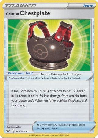 Pokemon - Galarian Chestplate - 141/198 - Uncommon - Sword &amp; Shield: Chilling Reign Series - Top CollectiblesCollectible CardsPokémon