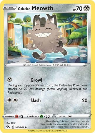 Pokemon - Galarian Meowth - 180/264 - Common - Sword & Shield: Fusion Strike Series - Top CollectiblesCollectible CardsPokémon