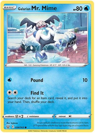 Pokemon - Galarian Mr. Mime - 034/163 - Common - Sword &amp; Shield: Battle Styles Singles - Top CollectiblesCollectible CardsPokémon