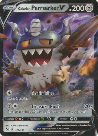 Pokemon - Galarian Perrserker V - 129/196 - Ultra Rare - Sword &amp; Shield: Lost Origin Series - Top CollectiblesCollectible CardsPokémon