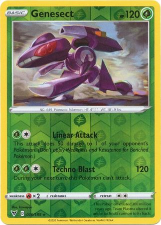 Pokemon - Genesect - 016/185 - Holo Rare Reverse Holo - Sword & Shield: Vivid Voltage Series - Top CollectiblesCollectible CardsPokémon