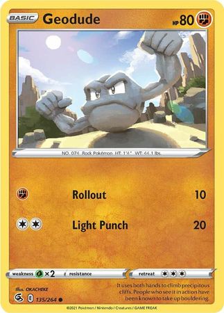 Pokemon - Geodude - 135/264 - Common - Sword &amp; Shield: Fusion Strike Series - Top CollectiblesCollectible CardsPokémon