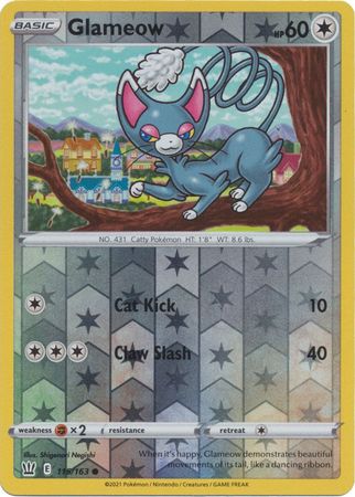 Pokemon - Glameow - 115/163 - Common Reverse Holo - Sword &amp; Shield: Battle Styles Singles - Top CollectiblesCollectible CardsPokémon
