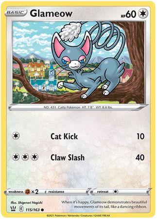 Pokemon - Glameow - 115/163 - Common - Sword &amp; Shield: Battle Styles Singles - Top CollectiblesCollectible CardsPokémon