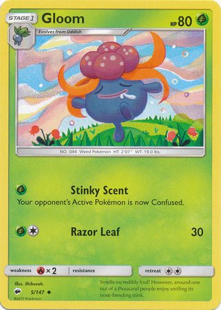 Pokemon - Gloom - 5/147 - Uncommon - Sun &amp; Moon: Burning Shadows Series - Top CollectiblesCollectible CardsPokémon