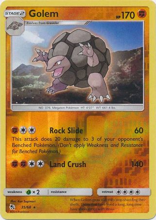 Pokemon - Golem - 35/68 - Rare Reverse Holo - Hidden Fates Series - Top CollectiblesCollectible CardsPokémon