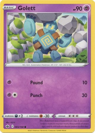 Pokemon - Golett - 065/198 - Common - Sword & Shield: Chilling Reign Series - Top CollectiblesCollectible CardsPokémon