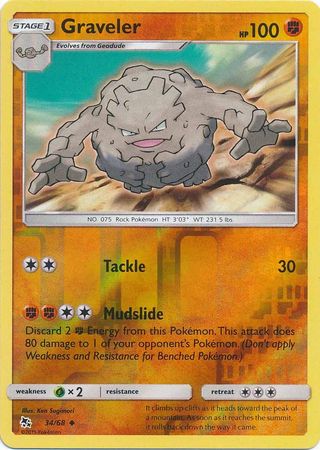 Pokemon - Graveler - 34/68 - Uncommon Reverse Holo - Hidden Fates Series - Top CollectiblesCollectible CardsPokémon