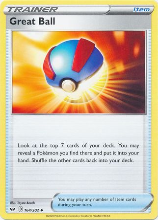 Pokemon - Great Ball - 164/202 - Uncommon - Sword &amp; Shield: Base Set Series - Top CollectiblesCollectible CardsPokémon