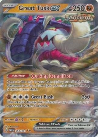 Pokemon - Great Tusk ex - 053/091 - Ultra Rare - Paldean Fates Series - Top CollectiblesCollectible CardsPokémon