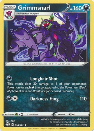 Pokemon - Grimmsnarl - 094/172 - Rare - Sword &amp; Shield: Brilliant Stars Series - Top CollectiblesCollectible CardsPokémon