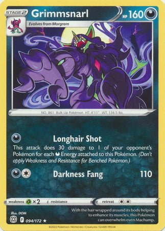 Pokemon - Grimmsnarl - 094/172 - Rare - Sword & Shield: Brilliant Stars Series - Top CollectiblesCollectible CardsPokémon