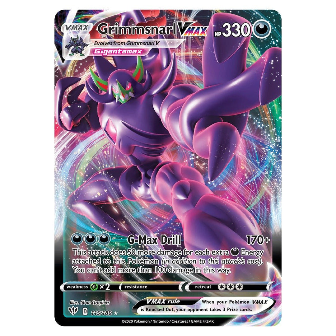 Pokemon - Grimmsnarl VMAX - 115 - Rare Holo VMAX - Darkness Ablaze - Top CollectiblesPokémon SinglePokémon
