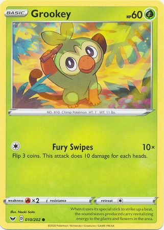 Pokemon - Grookey - 010/202 - Common - Sword &amp; Shield: Base Set Series - Top CollectiblesCollectible CardsPokémon