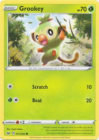 Pokemon - Grookey - 011/202 - Common - Sword &amp; Shield: Base Set Series - Top CollectiblesCollectible CardsPokémon