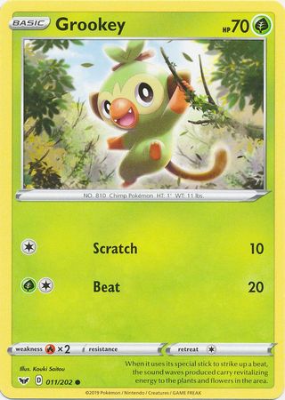 Pokemon - Grookey - 011/202 - Common - Sword & Shield: Base Set Series - Top CollectiblesCollectible CardsPokémon