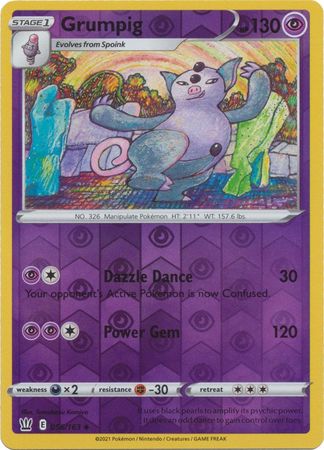 Pokemon - Grumpig - 056/163 - Uncommon Reverse Holo - Sword & Shield: Battle Styles Singles - Top CollectiblesCollectible CardsPokémon