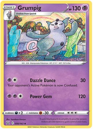 Pokemon - Grumpig - 056/163 - Uncommon - Sword &amp; Shield: Battle Styles Singles - Top CollectiblesCollectible CardsPokémon