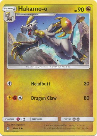 Pokemon - Hakamo - o - 99/145 - Uncommon - Sun &amp; Moon: Guardians Rising Series - Top CollectiblesCollectible CardsPokémon