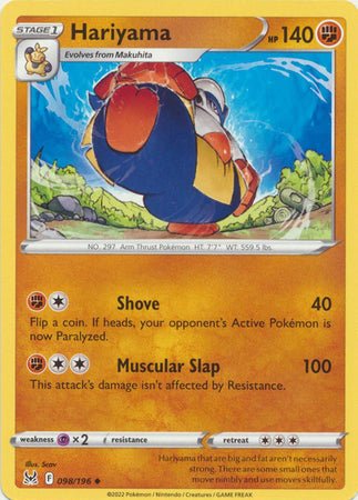 Pokemon - Hariyama - 098/196 - Uncommon - Sword &amp; Shield: Lost Origin Series - Top CollectiblesCollectible CardsPokémon