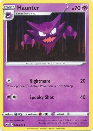 Pokemon - Haunter - 084/202 - Uncommon - Sword &amp; Shield: Base Set Series - Top CollectiblesCollectible CardsPokémon