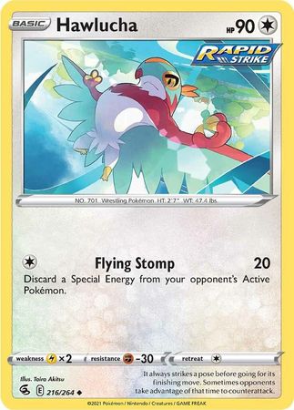 Pokemon - Hawlucha - 216/264 - Uncommon - Sword &amp; Shield: Fusion Strike Series - Top CollectiblesCollectible CardsPokémon