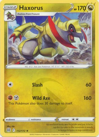 Pokemon - Haxorus - 112/172 - Rare - Sword &amp; Shield: Brilliant Stars Series - Top CollectiblesCollectible CardsPokémon