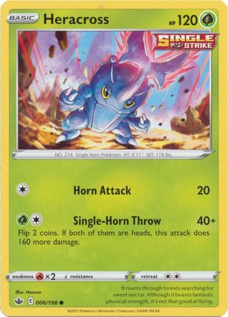Pokemon - Heracross - 006/198 - Common - Sword &amp; Shield: Chilling Reign Series - Top CollectiblesCollectible CardsPokémon
