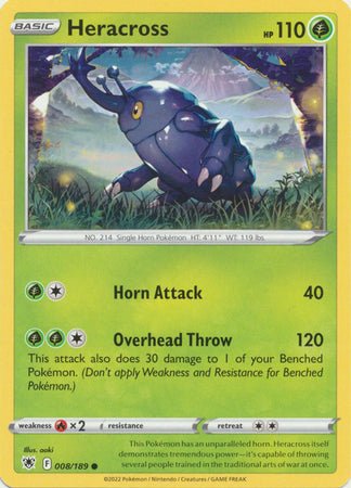 Pokemon - Heracross - 008/189 - Common - Sword &amp; Shield: Astral Radiance Series - Top CollectiblesCollectible CardsPokémon