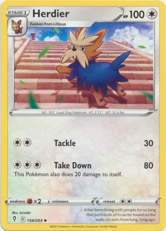 Pokemon - Herdier - 134/203 - Uncommon - Sword &amp; Shield: Evolving Skies Series - Top CollectiblesCollectible CardsPokémon
