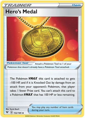 Pokemon - Hero's Medal - 152/185 - Uncommon - Sword & Shield: Vivid Voltage Series - Top CollectiblesCollectible CardsPokémon