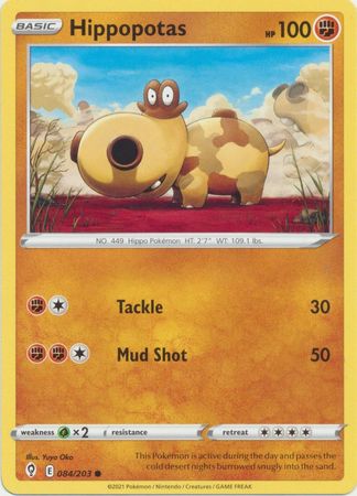 Pokemon - Hippopotas - 084/203 - Common - Sword &amp; Shield: Evolving Skies Series - Top CollectiblesCollectible CardsPokémon
