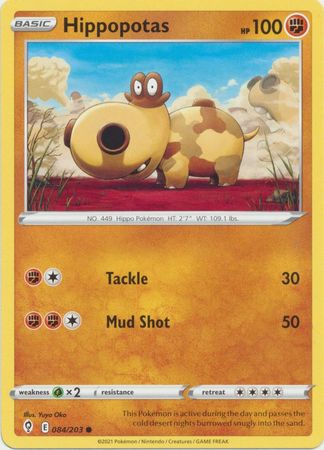 Pokemon - Hippopotas - 084/203 - Common - Sword & Shield: Evolving Skies Series - Top CollectiblesCollectible CardsPokémon