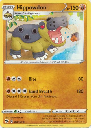 Pokemon - Hippowdon - 080/189 - Uncommon - Sword &amp; Shield: Astral Radiance Series - Top CollectiblesCollectible CardsPokémon