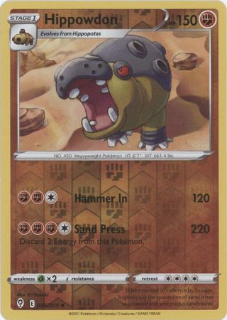 Pokemon - Hippowdon - 085/203 - Uncommon Reverse Holo - Sword &amp; Shield: Evolving Skies Series - Top CollectiblesCollectible CardsPokémon