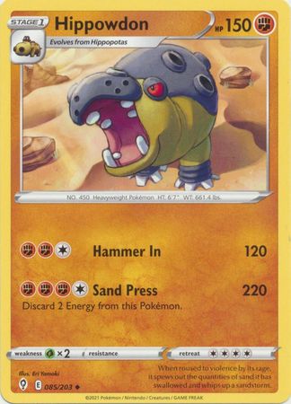 Pokemon - Hippowdon - 085/203 - Uncommon - Sword &amp; Shield: Evolving Skies Series - Top CollectiblesCollectible CardsPokémon