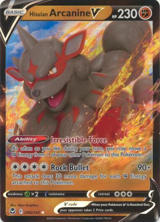Pokemon - Hisuian Arcanine V - 090/195 - Ultra Rare - Sword &amp; Shield: Silver Tempest Series - Top CollectiblesCollectible CardsPokémon