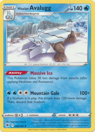 Pokemon - Hisuian Avalugg - 048/189 - Rare - Sword &amp; Shield: Astral Radiance Series - Top CollectiblesCollectible CardsPokémon