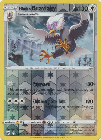 Pokemon - Hisuian Braviary - 132 /189 - Rare Reverse Holo - Sword & Shield: Astral Radiance Series - Top CollectiblesCollectible CardsPokémon