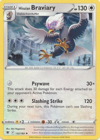 Pokemon - Hisuian Braviary - 132 /189 - Rare - Sword &amp; Shield: Astral Radiance Series - Top CollectiblesCollectible CardsPokémon