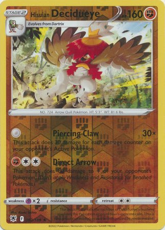 Pokemon - Hisuian Decidueye - 082/189 - Holo Rare Reverse Holo - Sword & Shield: Astral Radiance Series - Top CollectiblesCollectible CardsPokémon