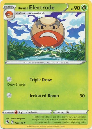 Pokemon - Hisuian Electrode - 003/189 - Uncommon - Sword &amp; Shield: Astral Radiance Series - Top CollectiblesCollectible CardsPokémon