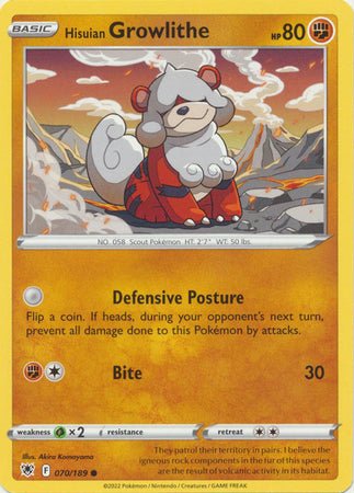 Pokemon - Hisuian Growlithe - 070 /189 - Common - Sword &amp; Shield: Astral Radiance Series - Top CollectiblesCollectible CardsPokémon