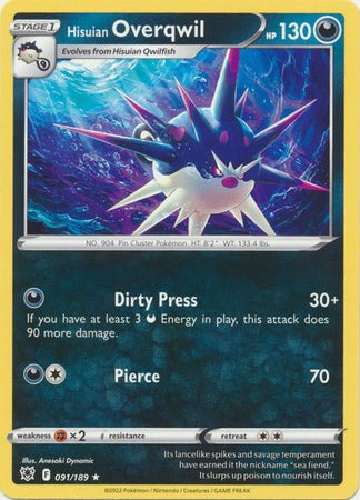Pokemon - Hisuian Overqwil - 091/189 - Rare - Sword &amp; Shield: Astral Radiance Series - Top CollectiblesCollectible CardsPokémon