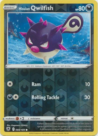Pokemon - Hisuian Qwilfish - 088/189 - Common Reverse Holo - Sword &amp; Shield: Astral Radiance Series - Top CollectiblesCollectible CardsPokémon
