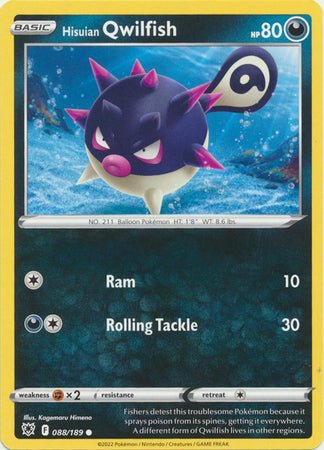 Pokemon - Hisuian Qwilfish - 088/189 - Common - Sword &amp; Shield: Astral Radiance Series - Top CollectiblesCollectible CardsPokémon