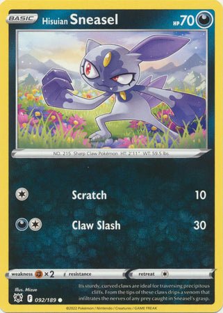 Pokemon - Hisuian Sneasel - 092/189 - Common - Sword &amp; Shield: Astral Radiance Series - Top CollectiblesCollectible CardsPokémon
