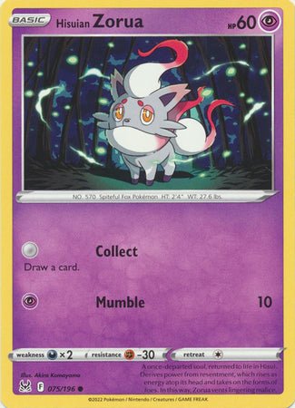 Pokemon - Hisuian Zorua - 075/196 - Common - Sword &amp; Shield: Lost Origin Series - Top CollectiblesCollectible CardsPokémon