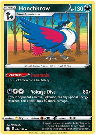 Pokemon - Honchkrow - 094/163 - Uncommon - Sword &amp; Shield: Battle Styles Singles - Top CollectiblesCollectible CardsPokémon